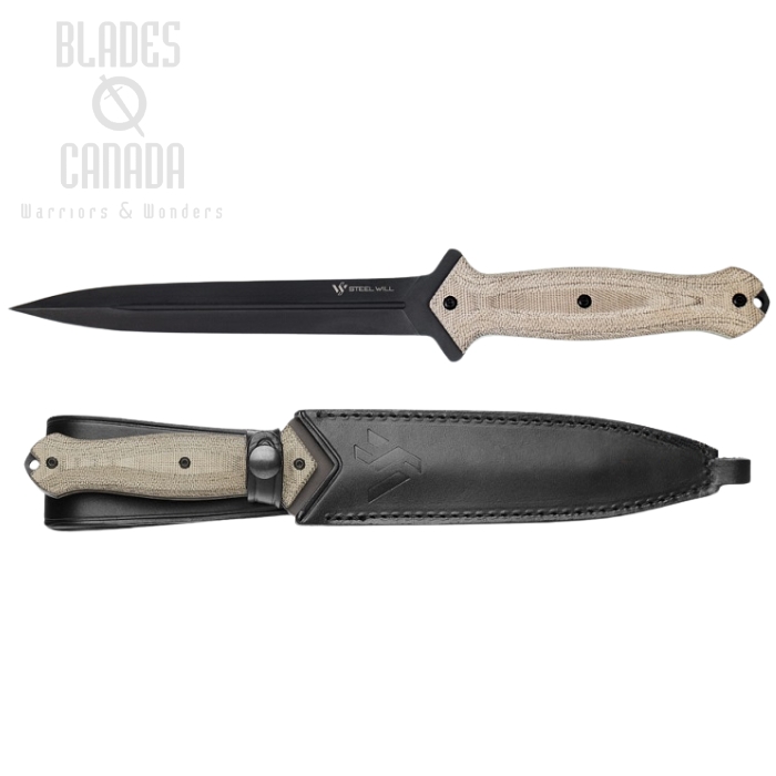 Steel Will Fervor Fixed Blade Knife, N690Co, Micarta, Leather Sheath, 1201